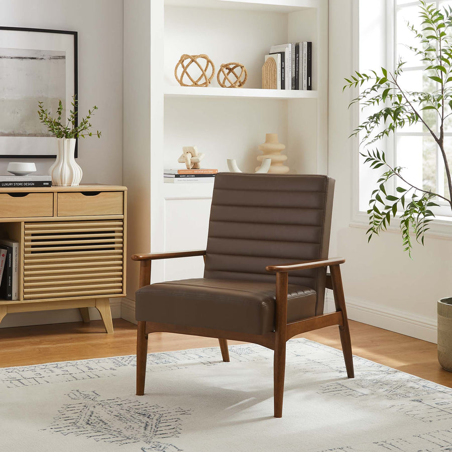 Xavier Vegan Leather Accent Chair in Walnut Brown