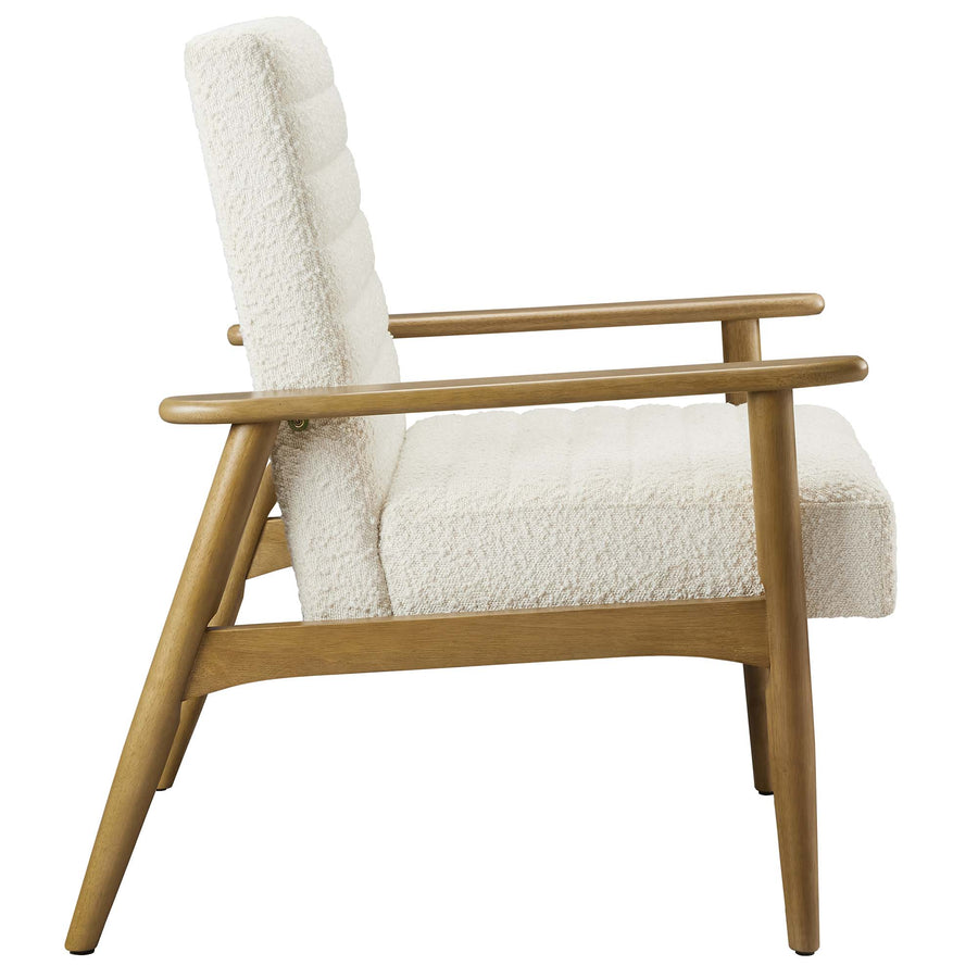 Xavier Boucle Fabric Accent Chair in Ivory