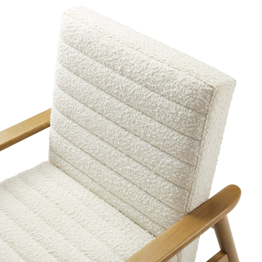 Xavier Boucle Fabric Accent Chair in Ivory