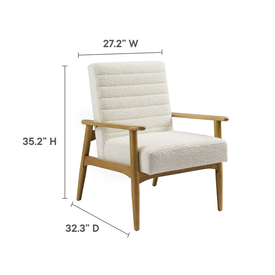 Xavier Boucle Fabric Accent Chair in Ivory