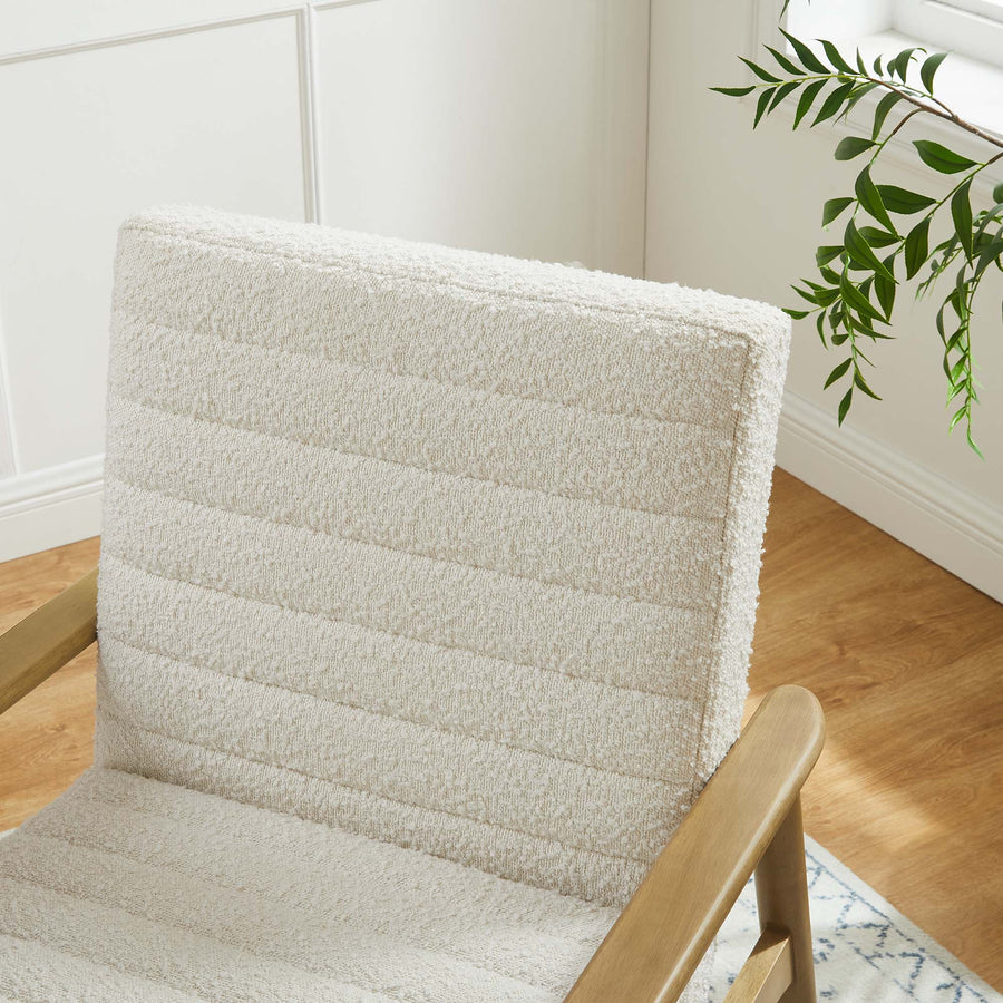 Xavier Boucle Fabric Accent Chair in Ivory