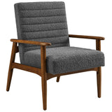 Xavier Boucle Fabric Accent Chair in Walnut Charcoal