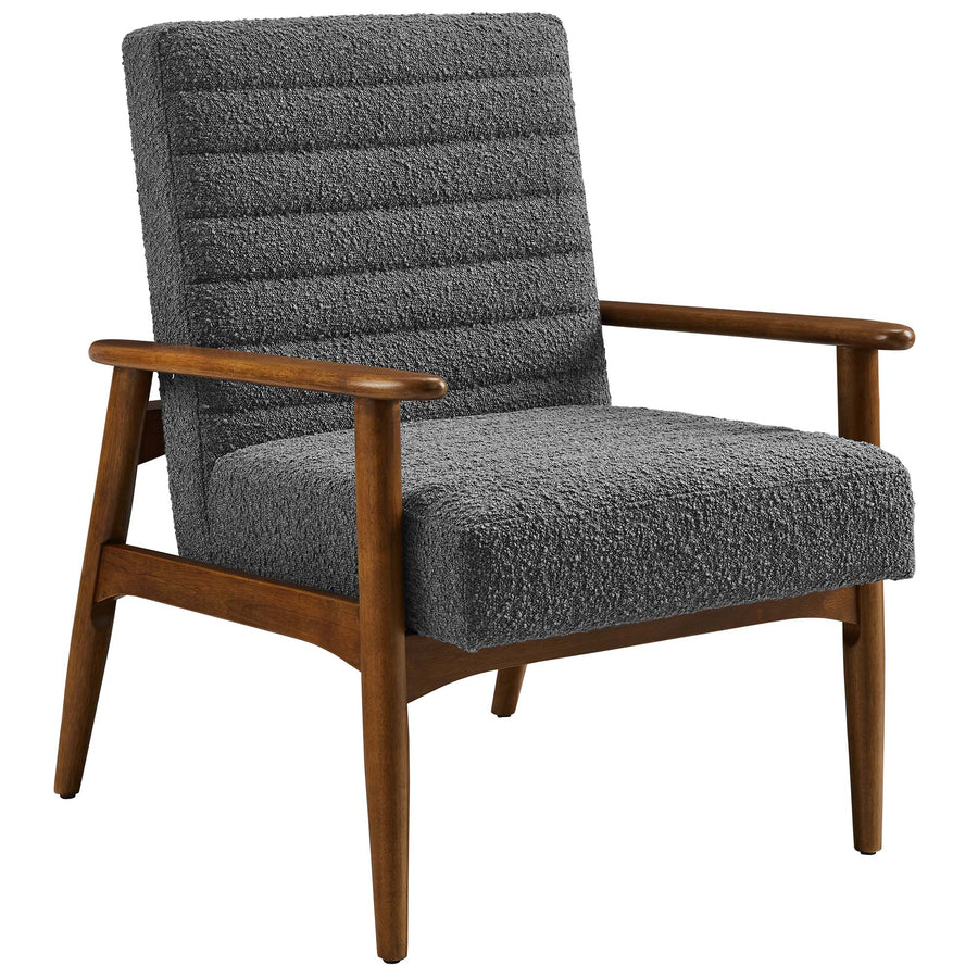 Xavier Boucle Fabric Accent Chair in Walnut Charcoal