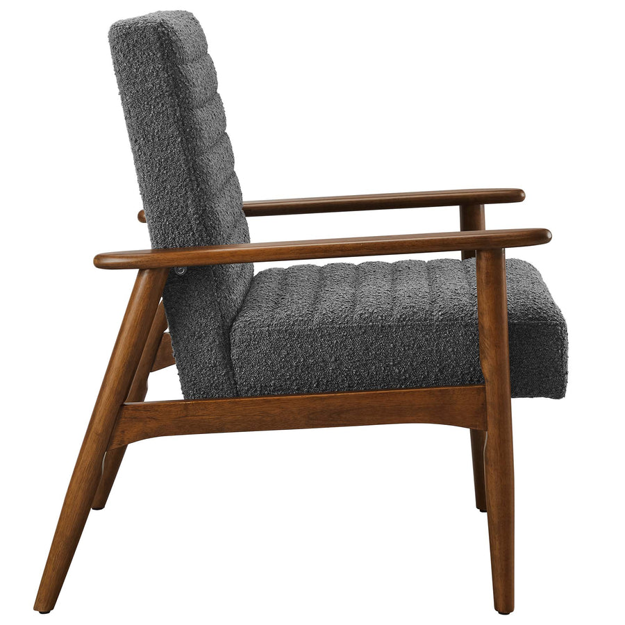 Xavier Boucle Fabric Accent Chair in Walnut Charcoal