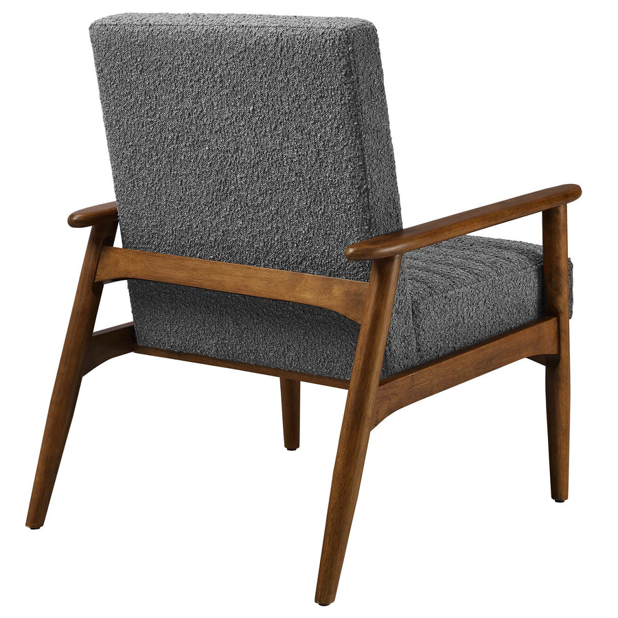 Xavier Boucle Fabric Accent Chair in Walnut Charcoal