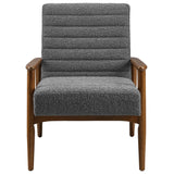 Xavier Boucle Fabric Accent Chair in Walnut Charcoal