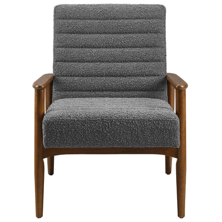 Jensen Boucle Fabric Accent Chair in Walnut Charcoal