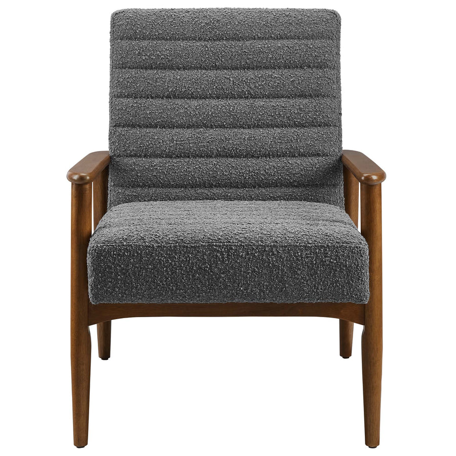 Xavier Boucle Fabric Accent Chair in Walnut Charcoal