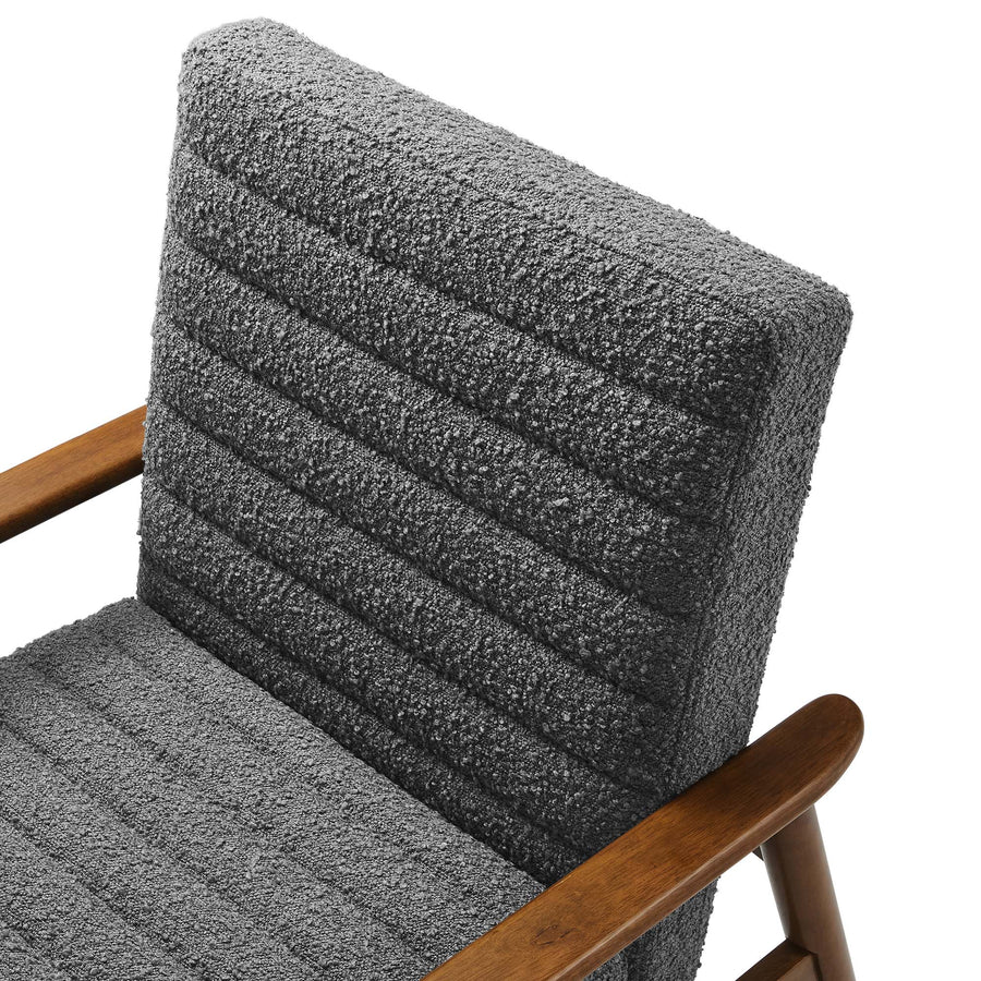 Xavier Boucle Fabric Accent Chair in Walnut Charcoal