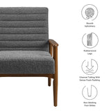 Xavier Boucle Fabric Accent Chair in Walnut Charcoal