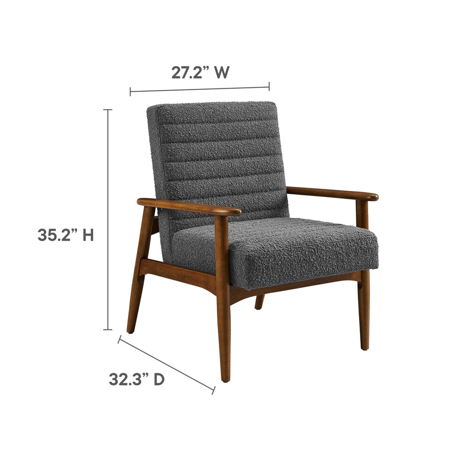 Xavier Boucle Fabric Accent Chair in Walnut Charcoal