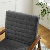 Xavier Boucle Fabric Accent Chair in Walnut Charcoal