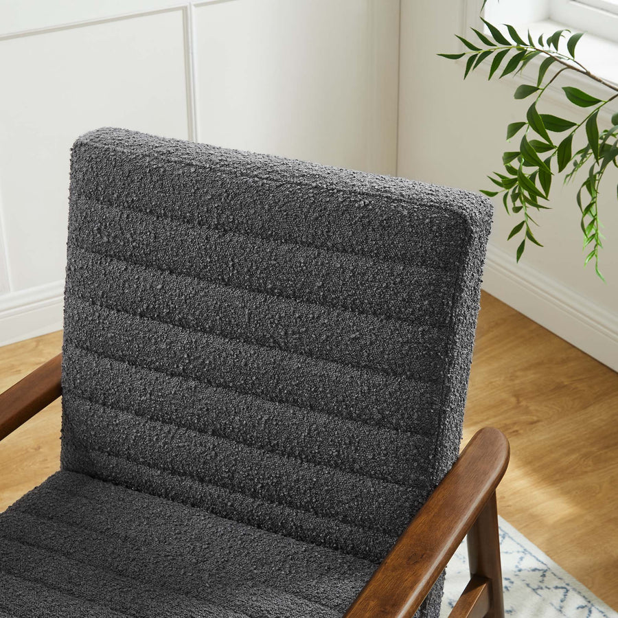Xavier Boucle Fabric Accent Chair in Walnut Charcoal
