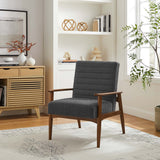 Xavier Boucle Fabric Accent Chair in Walnut Charcoal