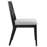 Bergen Faux Rattan Fabric Dining Chairs Set of 2 in Heathered Weave Light Gray