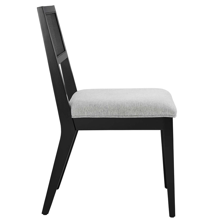 Bergen Faux Rattan Fabric Dining Chairs Set of 2 in Heathered Weave Light Gray