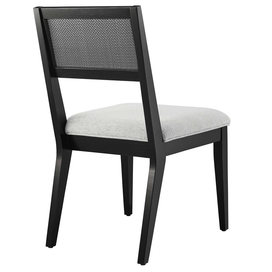Bergen Faux Rattan Fabric Dining Chairs Set of 2 in Heathered Weave Light Gray