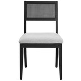Bergen Faux Rattan Fabric Dining Chairs Set of 2 in Heathered Weave Light Gray