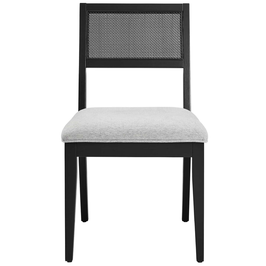 Bergen Faux Rattan Fabric Dining Chairs Set of 2 in Heathered Weave Light Gray