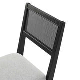 Bergen Faux Rattan Fabric Dining Chairs Set of 2 in Heathered Weave Light Gray