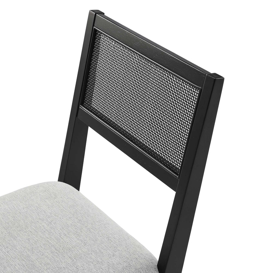 Bergen Faux Rattan Fabric Dining Chairs Set of 2 in Heathered Weave Light Gray