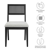 Bergen Faux Rattan Fabric Dining Chairs Set of 2 in Heathered Weave Light Gray