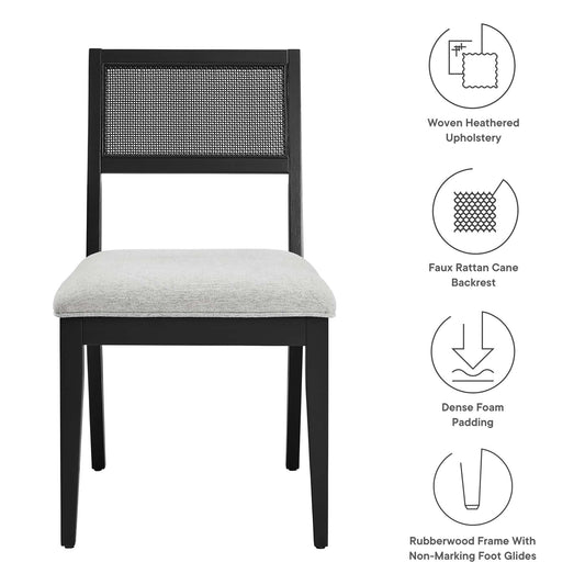 Nimba Faux Rattan Fabric Dining Chairs Set of 2 by Furniture For America