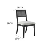 Bergen Faux Rattan Fabric Dining Chairs Set of 2 in Heathered Weave Light Gray