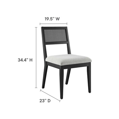 Nimba Faux Rattan Fabric Dining Chairs Set of 2 by Furniture For America