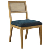 Bergen Faux Rattan Fabric Dining Chairs Set of 2 in Heathered Weave Azure