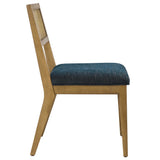 Bergen Faux Rattan Fabric Dining Chairs Set of 2 in Heathered Weave Azure