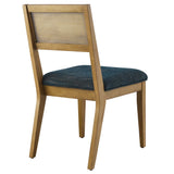 Bergen Faux Rattan Fabric Dining Chairs Set of 2 in Heathered Weave Azure