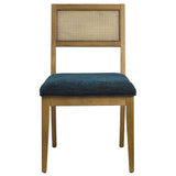 Bergen Faux Rattan Fabric Dining Chairs Set of 2 in Heathered Weave Azure