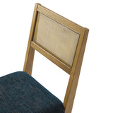 Bergen Faux Rattan Fabric Dining Chairs Set of 2 in Heathered Weave Azure