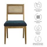 Bergen Faux Rattan Fabric Dining Chairs Set of 2 in Heathered Weave Azure