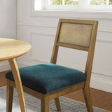 Bergen Faux Rattan Fabric Dining Chairs Set of 2 in Heathered Weave Azure