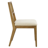 Bergen Faux Rattan Fabric Dining Chairs Set of 2 in Heathered Weave Ivory