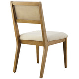 Bergen Faux Rattan Fabric Dining Chairs Set of 2 in Heathered Weave Ivory