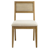 Bergen Faux Rattan Fabric Dining Chairs Set of 2 in Heathered Weave Ivory