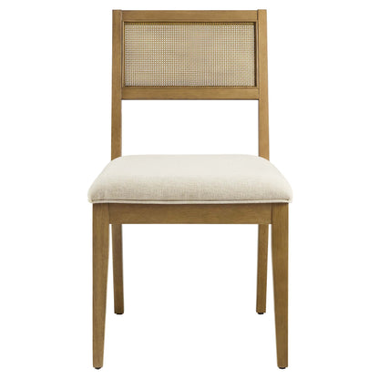 Nimba Faux Rattan Fabric Dining Chairs Set of 2 by Furniture For America