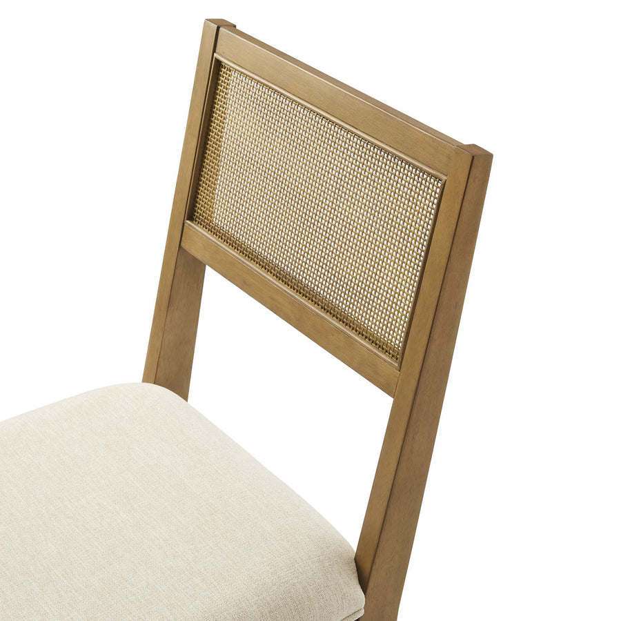 Bergen Faux Rattan Fabric Dining Chairs Set of 2 in Heathered Weave Ivory