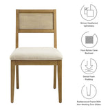 Bergen Faux Rattan Fabric Dining Chairs Set of 2 in Heathered Weave Ivory