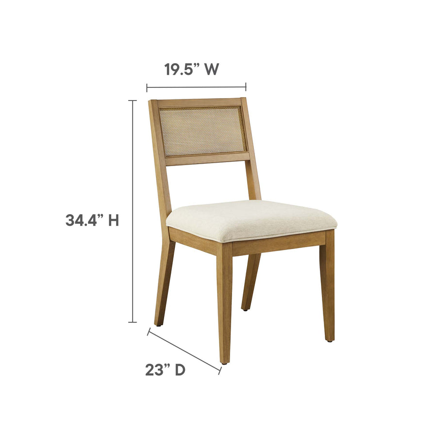 Bergen Faux Rattan Fabric Dining Chairs Set of 2 in Heathered Weave Ivory