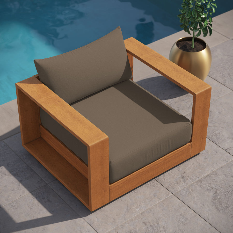 Aspen Outdoor Patio Acacia Wood Chair in Natural Cocoa