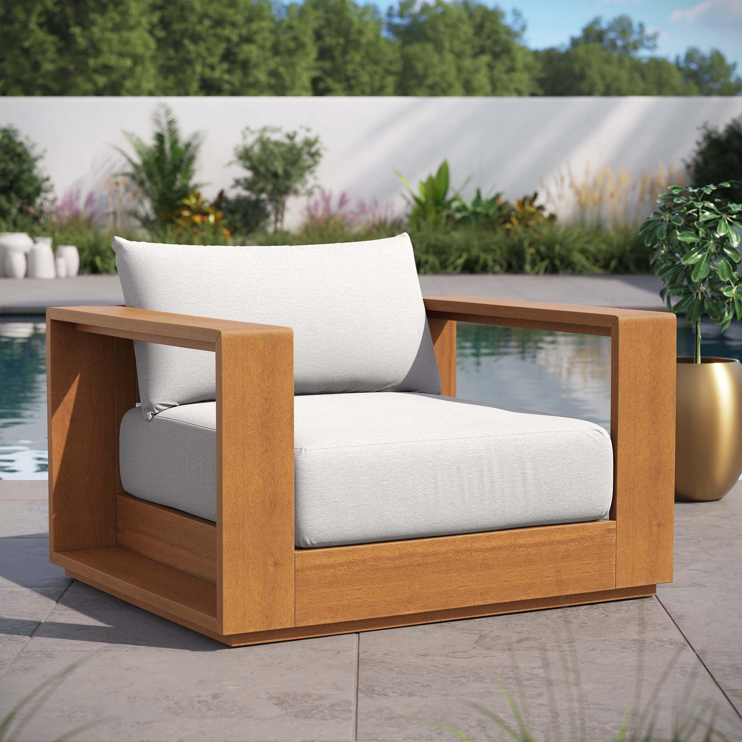 Tahoe Outdoor Patio Acacia Wood Chair by Furniture For America