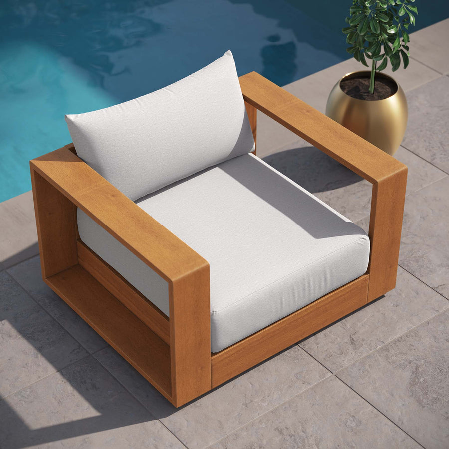 Aspen Outdoor Patio Acacia Wood Chair in Natural Light Gray