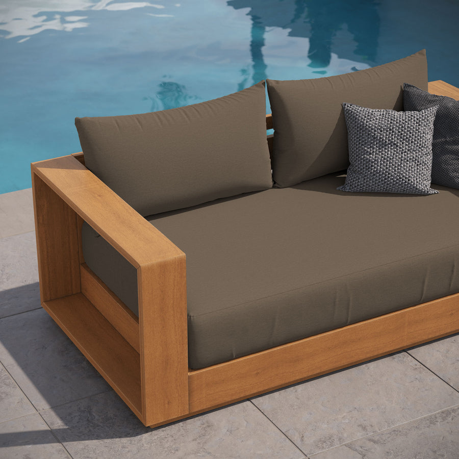 Aspen Acacia Wood Outdoor Patio Acacia Wood Loveseat in Natural Cocoa
