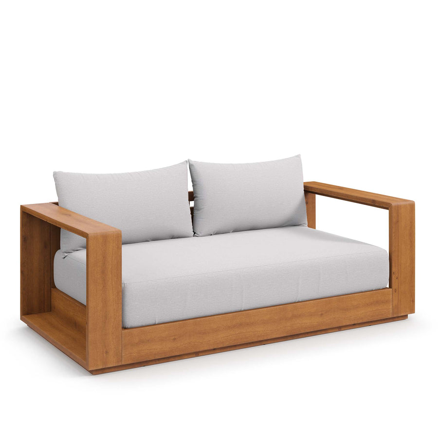 Aspen Acacia Wood Outdoor Patio Acacia Wood Loveseat in Natural Light Gray