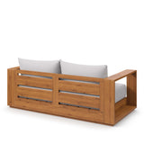 Aspen Acacia Wood Outdoor Patio Acacia Wood Loveseat in Natural Light Gray
