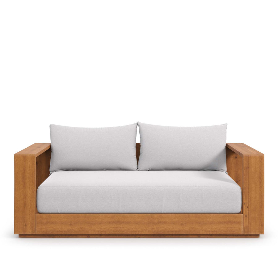 Aspen Acacia Wood Outdoor Patio Acacia Wood Loveseat in Natural Light Gray